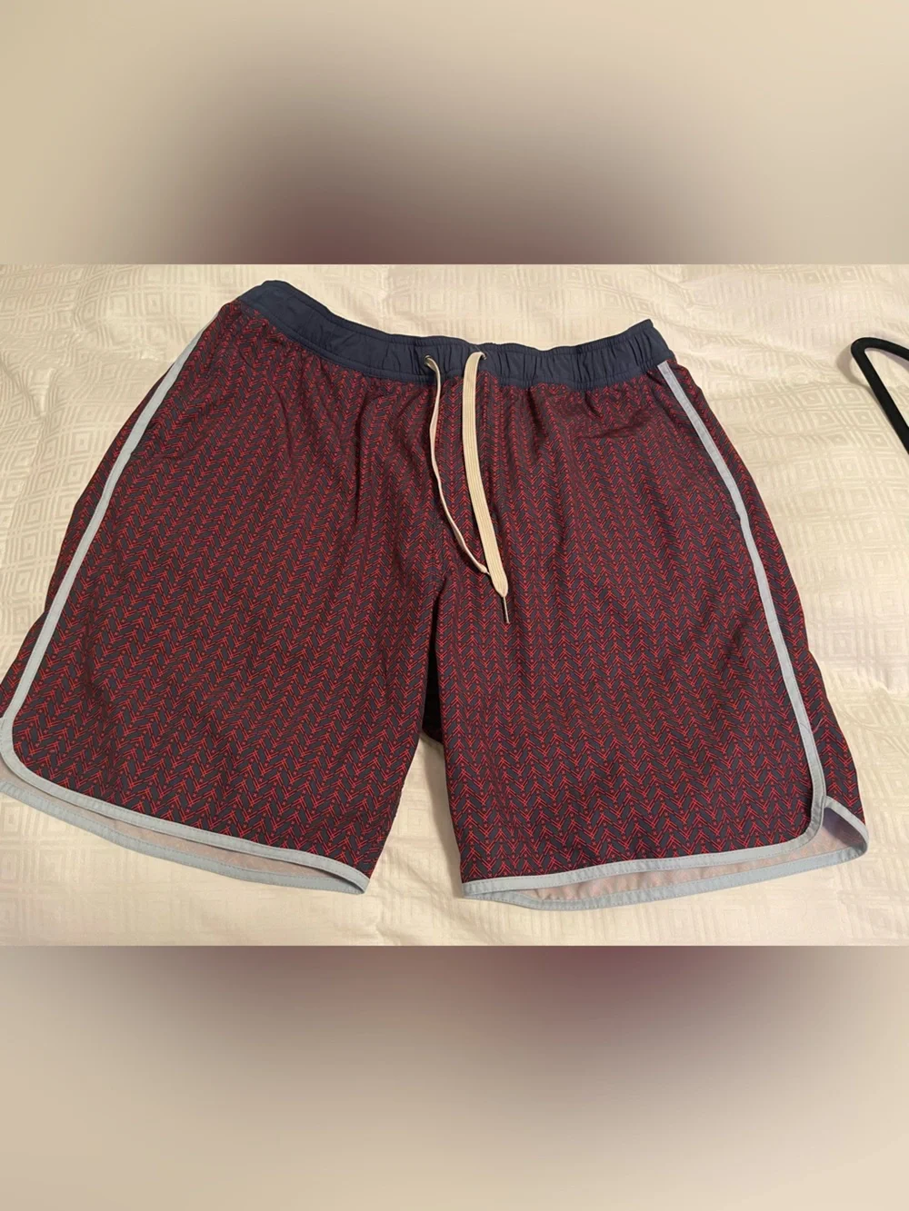 Fair Harbor Men's Red Patterned Nautical Swim Trunks 6” Inseam